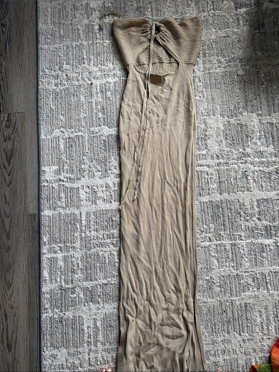 JLUXLABEL Dresses & Skirts - JLUXLABEL Strapless Ribbed Maxi Dress in Beige